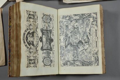 Four bound volumes containing various vignettes,...