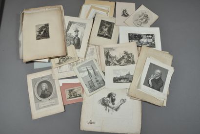 Cardboard pocket containing various engravings...