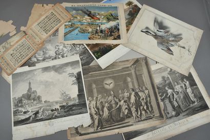 Cardboard pocket including various engravings...
