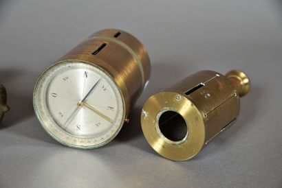 Lot including a goniometer and a brass square,...