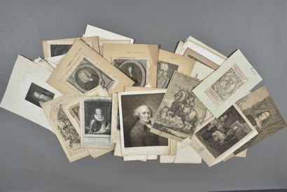 Set of various engravings and prints featuring...