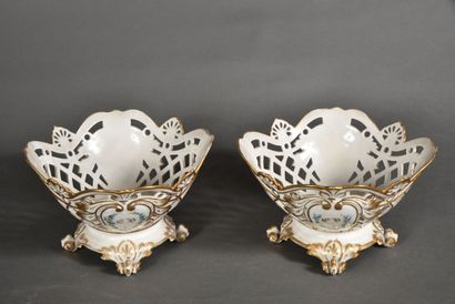 PARIS
Pair of cups on pedestal with openwork...