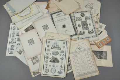 Cardboard pocket including numerous engravings...
