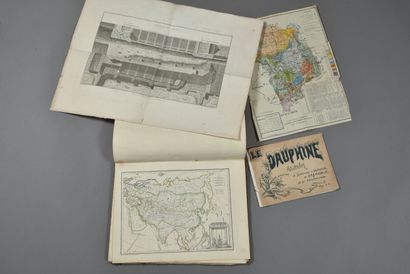 Set including various maps of France, Palestine,...