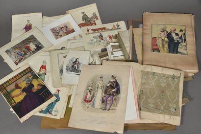 Set of many plates from the magazines Illustration...