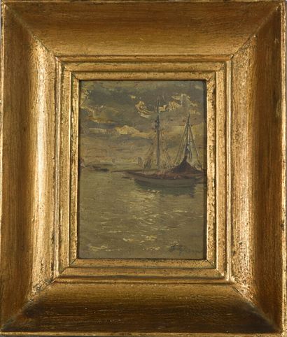 David Eugène GIRIN (1848-1917).
Marine.
Huile...