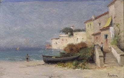 Adolphe APPIAN (1819-1898).
Village en bord...