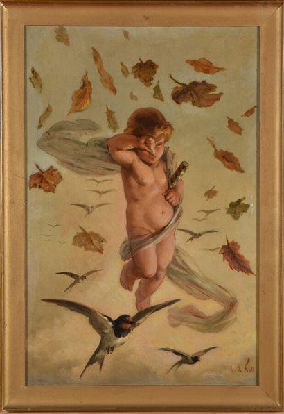 André GILL (1840-1885)
Les quatre saisons.
Huile...