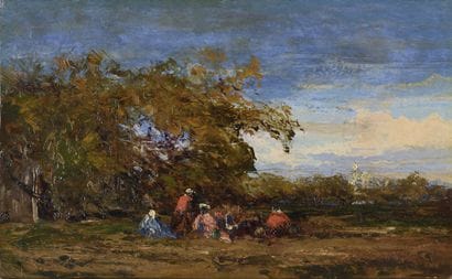 Félix ZIEM (1821-1911).
Arabes assis près...