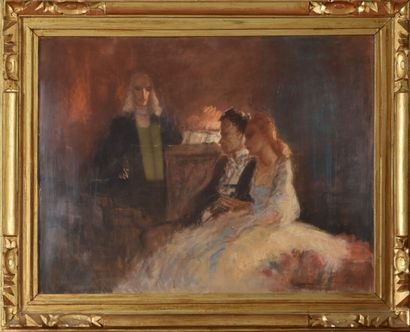 Marcel FEGUIDE (1888-1968).
Les mariés.
Pastel...