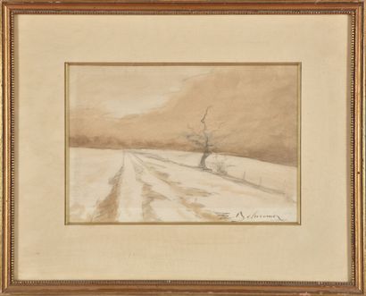 Ernest DELUERMOZ (1881-1935)
Chemin enneigé.
Mine...