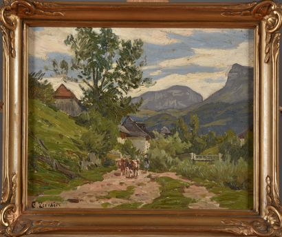 Clovis TERRAIRE (1858-1931).
Paysan et vaches...