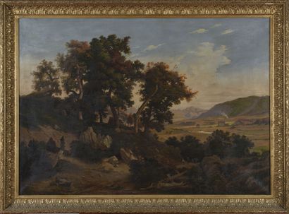 Ecole italienne du milieu du XIXème siècle.
Paysage...