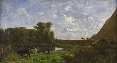 Adolphe APPIAN (1818-1898).
Paysanne guidant...