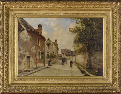 Charles MONTLEVAULT (1835-1897).
Ruelle animée.
Huile...