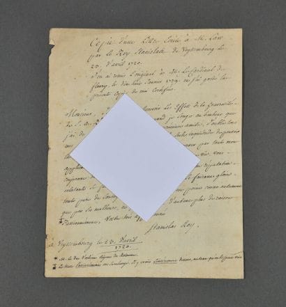 [LAW]. Pièce manuscrite du XVIIIe. 1 p. in-4.
Copie...