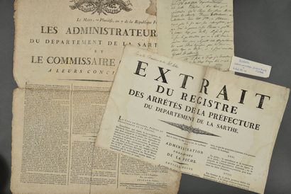 SARTHE. 2 affiches révolutionnaires.
« Les...