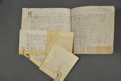 AUBE & NIÈVRE. 3 chartes du XIVe siècle,...