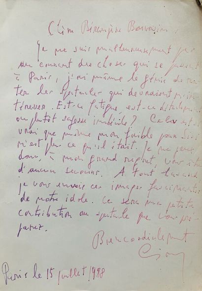 Emil CIORAN. P.A.S. sur l'ouvrage Elisabeth...