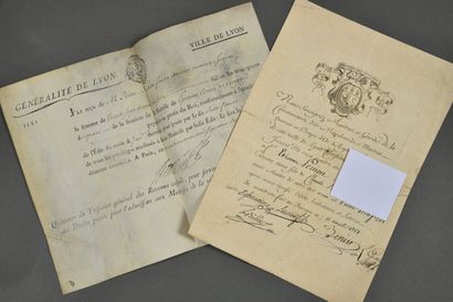 RHÔNE. Pièce gravée, avec signatures autographes....
