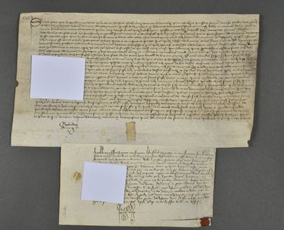 DEUX-SÈVRES. 2 chartes sur parchemin du XVe...