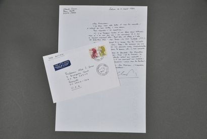 Claude SIMON (1913-2005), prix Nobel de littérature.
Lettre...