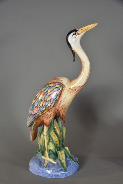 MALICORNE. 
Sujet en céramique polychrome...