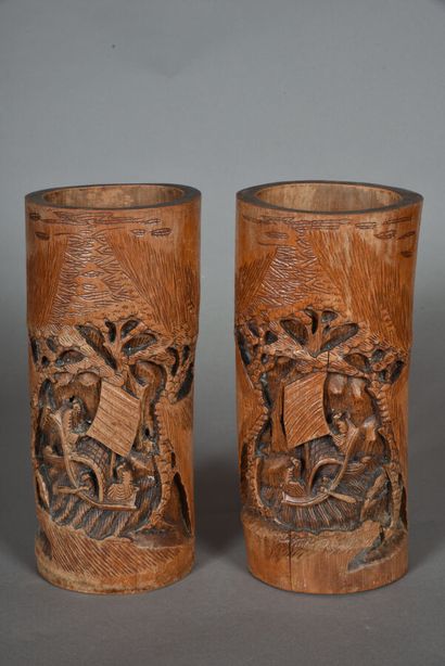 Paire de portes-pinceaux Bitong en bambou...