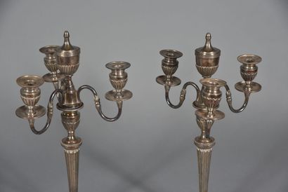 Paire de candélabres en métal argenté dans...