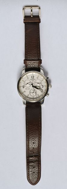 TISSOT: Steel chronograph watch, 