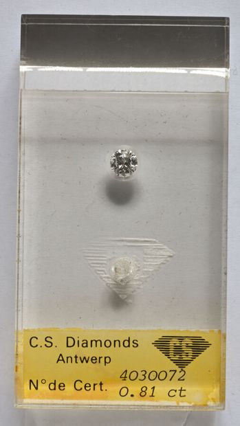 Unmounted brilliant-cut diamond, under seal...