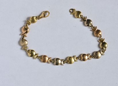 3-tone 18K (750/oo) gold bracelet featuring...