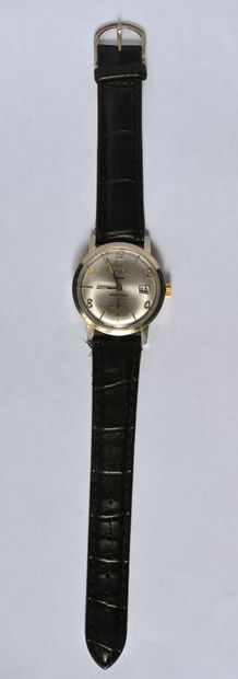WATRA: Steel and gilded metal watch, round...