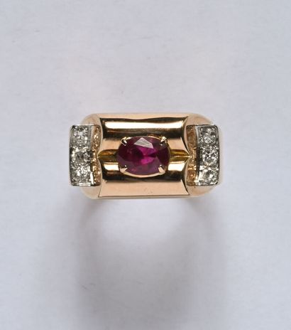18K (750/oo) yellow gold and platinum (850/oo)...