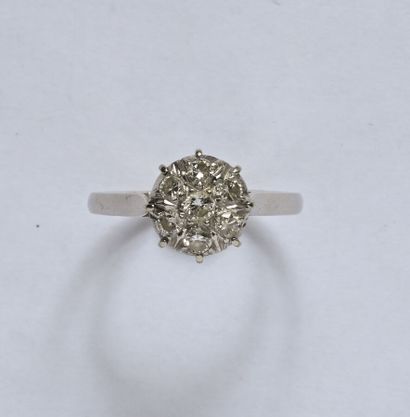 Bague en or gris 18K (750/oo) et platine...