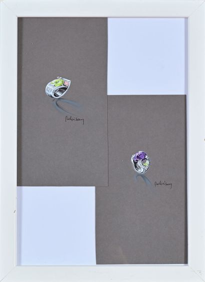Philippe DELOISON (20th). 
Preparatory drawings...