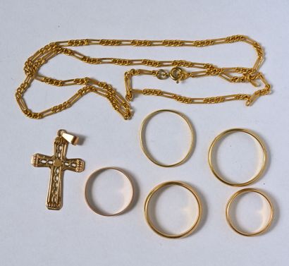 Lot of 18K (750/oo) yellow gold jewelry including...