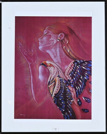 Philippe DELOISON (20th). 
Woman with eagle....