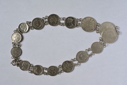 Silver necklace (800/oo) with double row...
