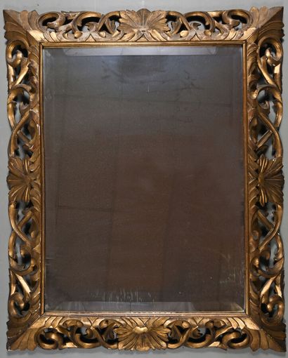 Miroir à profil inversé en bois sculpté,...