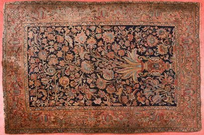 Tapis Iran probablement Ghom. 
Chaine, trame...