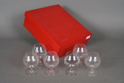 BACCARAT.
Boîte de six verres à cognac. 
H....
