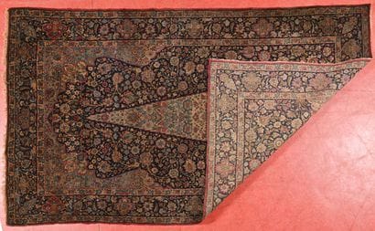 Tapis Iran Kirman. 
Chaine et trame coton,...