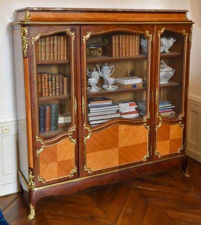 Vitrine bibliothèque en placage de bois de...