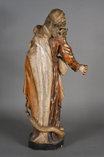 Vierge à l'enfant en bois sculpté polychromé...