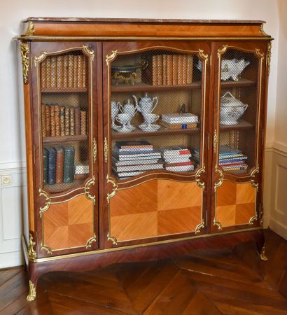 Vitrine bibliothèque en placage de bois de...