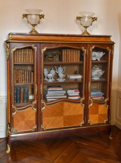Vitrine bibliothèque en placage de bois de...