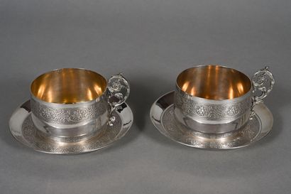 PUIFORCAT, paire de tasses à chocolat et...