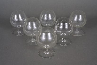 BACCARAT.
Boîte de six verres à cognac. 
H....