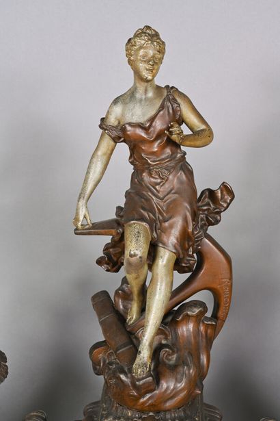 RANCOULET, garniture de cheminée en régule...